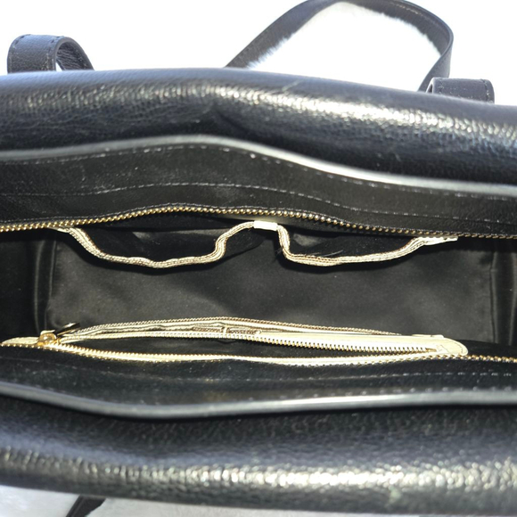 Henri Bendel Black Leather Handbag with Woven Detailing & Gold-toned hardware - Picture 6 of 15